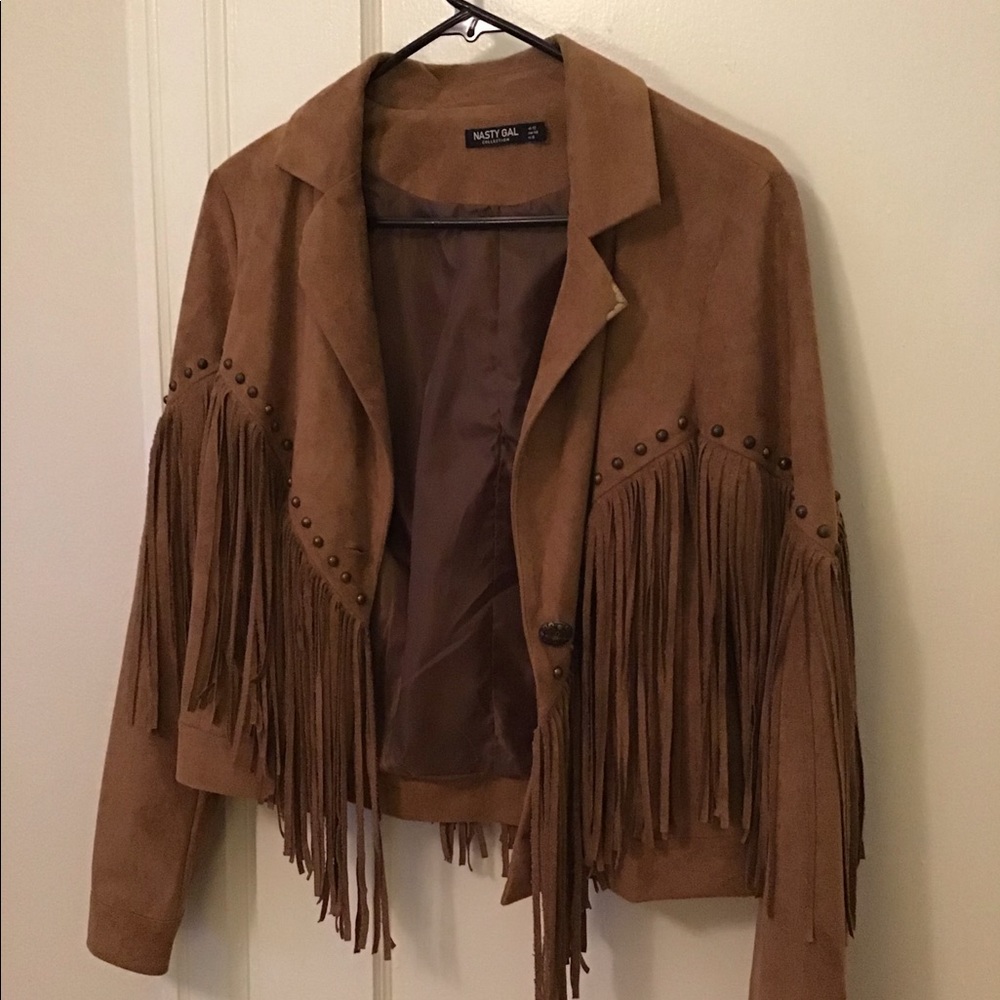NastyGal Suede Fringe Jacket